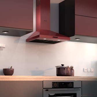 WE-E543R(RB) - Wandschouw Afzuigkap - 50cm - Rood