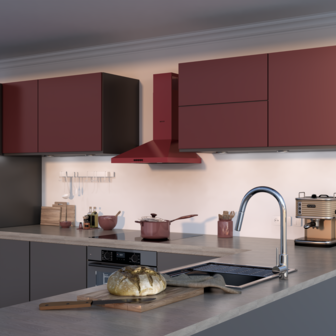 WE-E543R(RB) - Wandschouw Afzuigkap - 50cm - Rood
