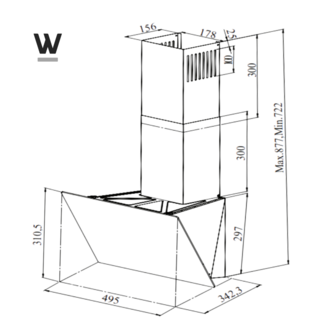 Wiggo WE-E513G(B) - Schuine Afzuigkap - 50cm - Zwart Glas