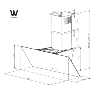 Wiggo WE-D931G(W) - Schuine Afzuigkap - 90cm - Wit Glas