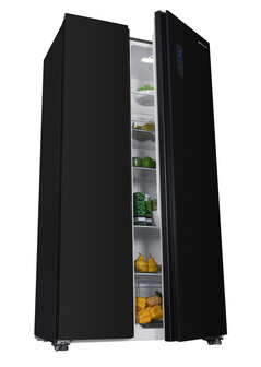 Wiggo WR-SBS18E(B) - Amerikaanse Koelkast - No Frost - 2 deuren - Display - Super Freeze - 442 Liter - Zwart