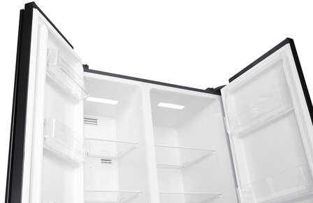Wiggo WR-SBS18E(B) - Amerikaanse Koelkast - No Frost - 2 deuren - Display - Super Freeze - 442 Liter - Zwart