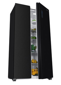 Wiggo WR-SBS18E(DX) - Amerikaanse Koelkast - No Frost - 2 deuren - Display - Super Freeze - 442 Liter - Zwart Rvs