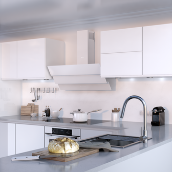 Wiggo WE-A943G(W) &ndash; Glas Schouw Afzuigkap, 90 cm &ndash; A+ Energieklasse, 4 Snelheden