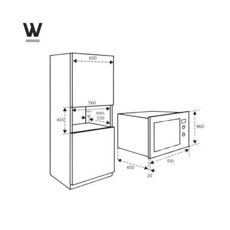 Wiggo WBM-G6025(BX) - Inbouw combi magnetron - Zwart Rvs