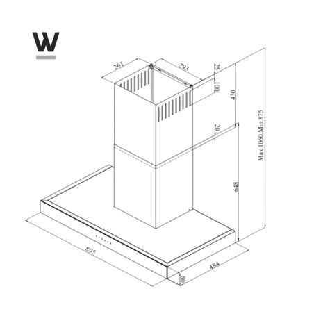 Wiggo - WE-A941T(W) - T-Model - Wandschouw - 90cm - Wit