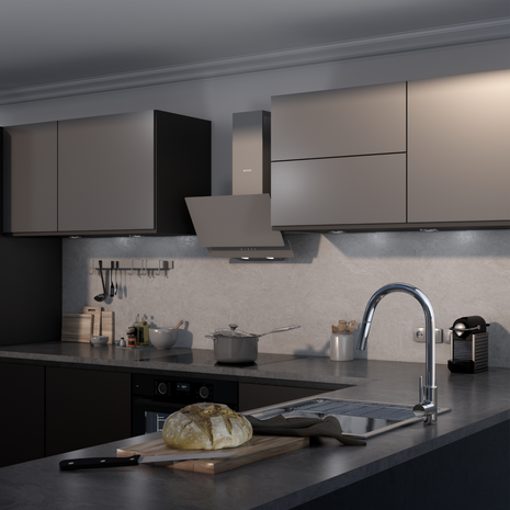 Wiggo WE-A532G(G) – Glas Schouw Afzuigkap, 60 cm – A+ Energieklasse, 3 Snelheden
