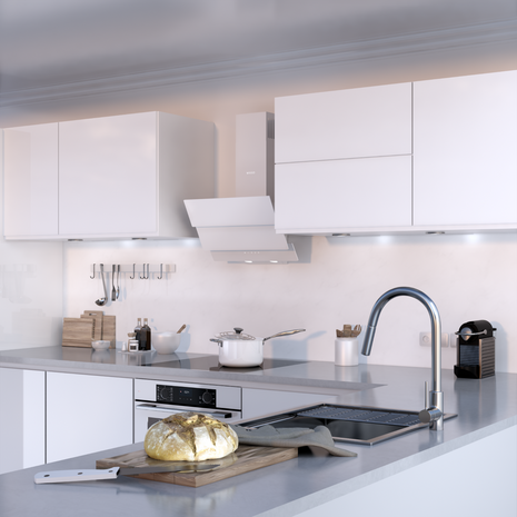 Wiggo WE-A533G(W) – Glas Schouw Afzuigkap, 60 cm – A+ Energieklasse, 3 Snelheden