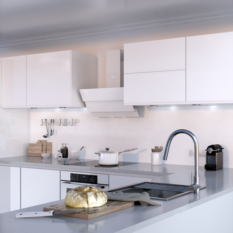 Wiggo WE-A643G(W) – Glas Schouw Afzuigkap, 90 cm – A+ Energieklasse, 4 Snelheden