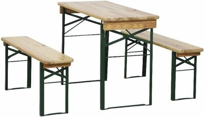 Gorillz Inklapbare Picknickset Biertafel-Inklapbare tafel en twee bankjes hout