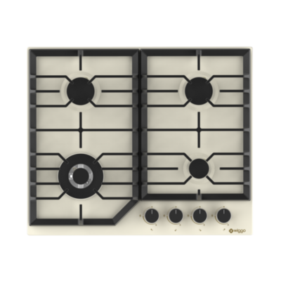 Wiggo WH-G634RL(C) - Inbouw gaskookplaat met Wok - 60cm - Creme