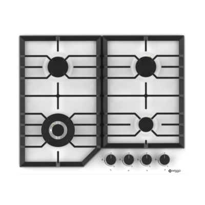 Wiggo WH-G634RL(W) - Inbouw gaskookplaat met Wok - 60cm - Wit
